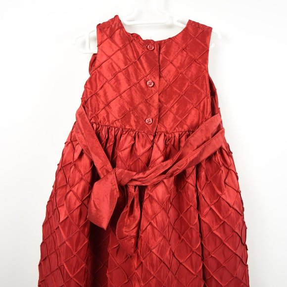 Red pin tuck party dress - Picture 5 of 6